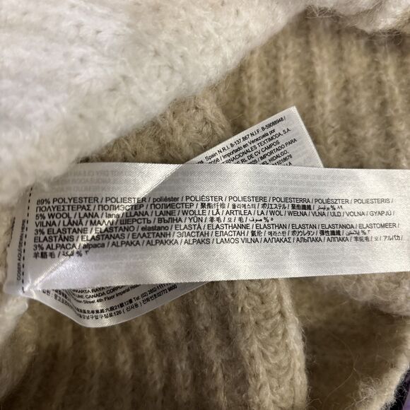 MNG MANGO Women's Knit Cropped Color Block Cardigan Sweater Alpaca Wool Blend - Picture 14 of 15